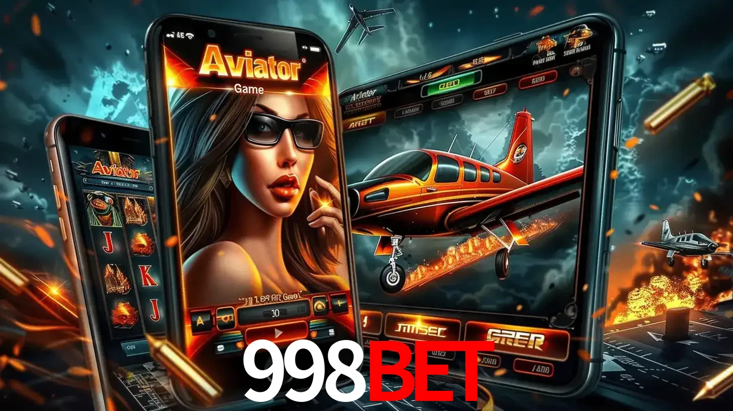 O popular jogo de apostas Aviator exibido em vários celulares e tablets, mostrando a interface emocionante e a ação de voo disponíveis para jogar agora no 998BET.