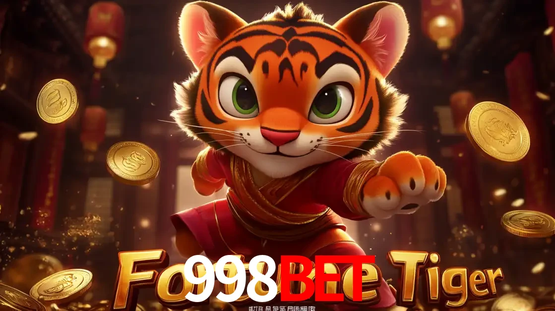 O carismático mascote do jogo de slot Fortune Tiger, um tigre fofo em pose de artes marciais, pronto para trazer sorte e multiplicadores de ganhos no cassino online 998BET.
