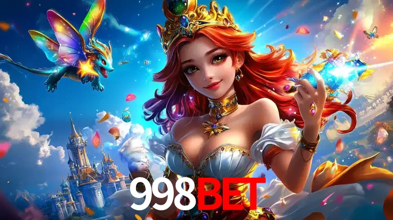 A princesa de um reino de fantasia mágico, com seu pequeno dragão, apresentando um mundo de prêmios encantados nos jogos de caça-níqueis do cassino 998BET.